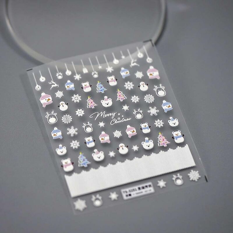Buon natale Nail Art Sticker 3D cursori fiocco di neve alce pupazzo di neve coniglio decalcomanie decorazioni per unghie per accessori per Manicure