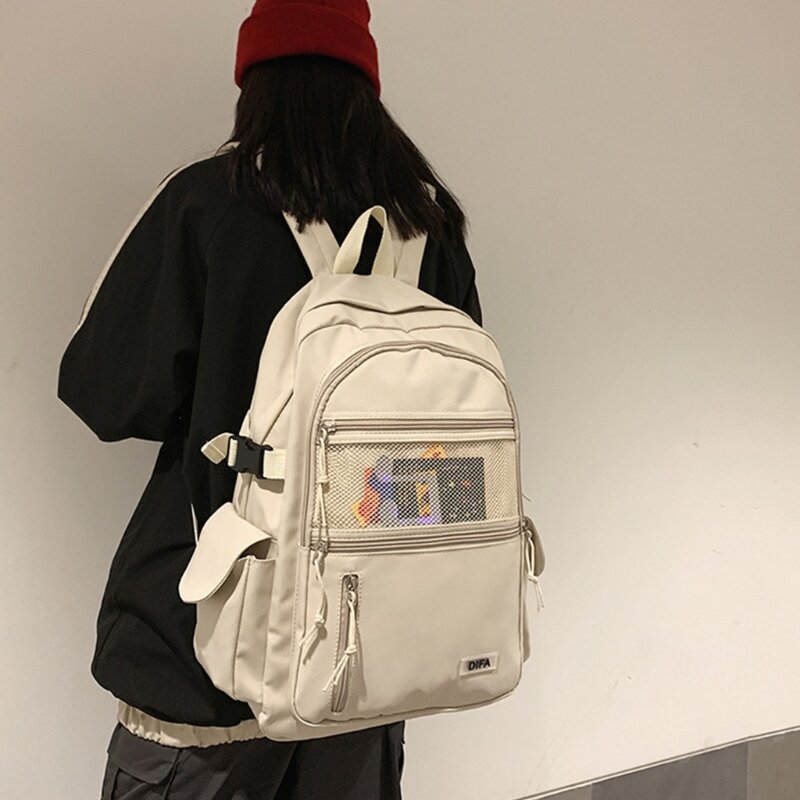 Tas punggung Laptop Solid, tas ransel Laptop kapasitas besar untuk siswa remaja, tas buku 517D