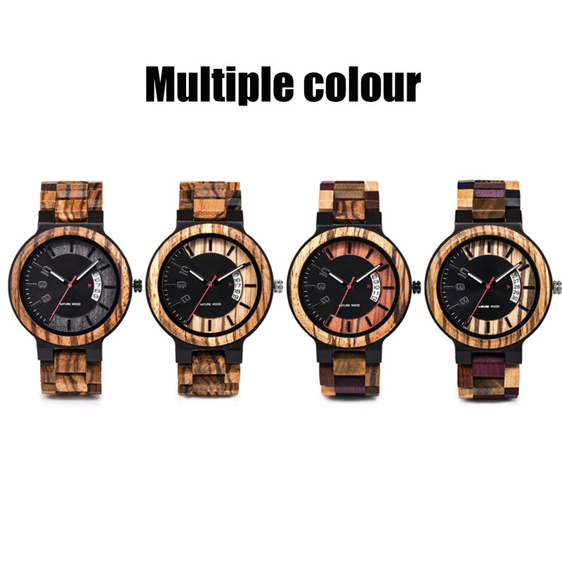 Men's Wooden Fashion Quartz wristwatches with Display Calendar Waterproof and Scratch Resistant, Best Holiday Gifts,bracelet