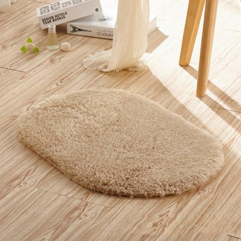 Alfombrilla de felpa ovalada, alfombra esponjosa absorbente de agua, Felpudo de piel sintética para sala de estar, alfombra peluda para área de tapicería, 30/40/50cm