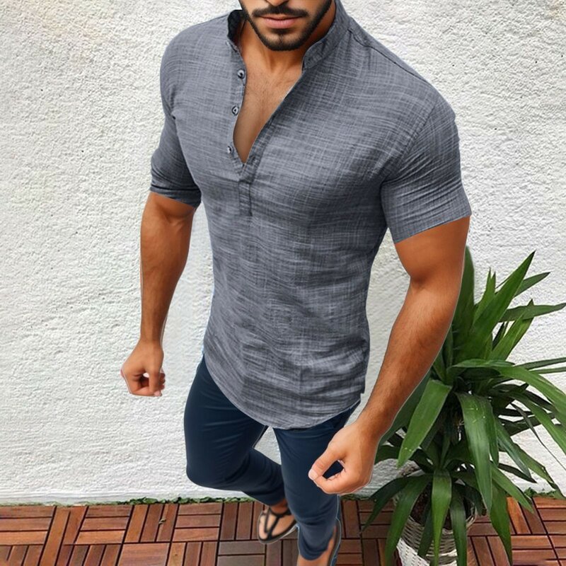 Męska koszulka bluzka koszula Casual Tops Tee Sleeve krótka luźna męska bluzka Vintage Oversize Casual
