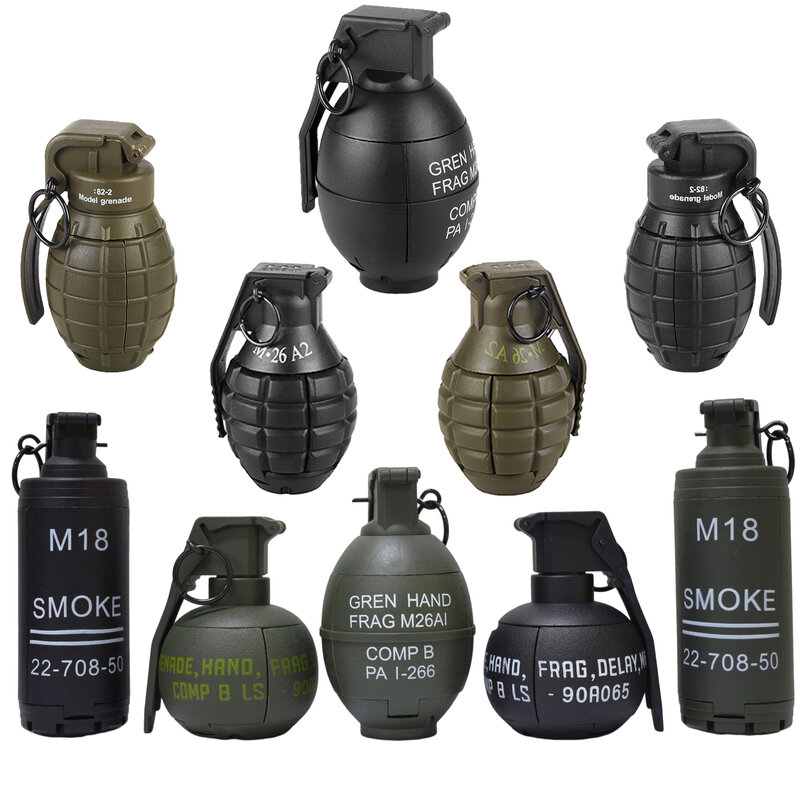 Tactical Smoke granata modello M67 Burst Mine granata d'acqua che rimbalza granata fumogena e altri 10 diversi modelli di granata softair