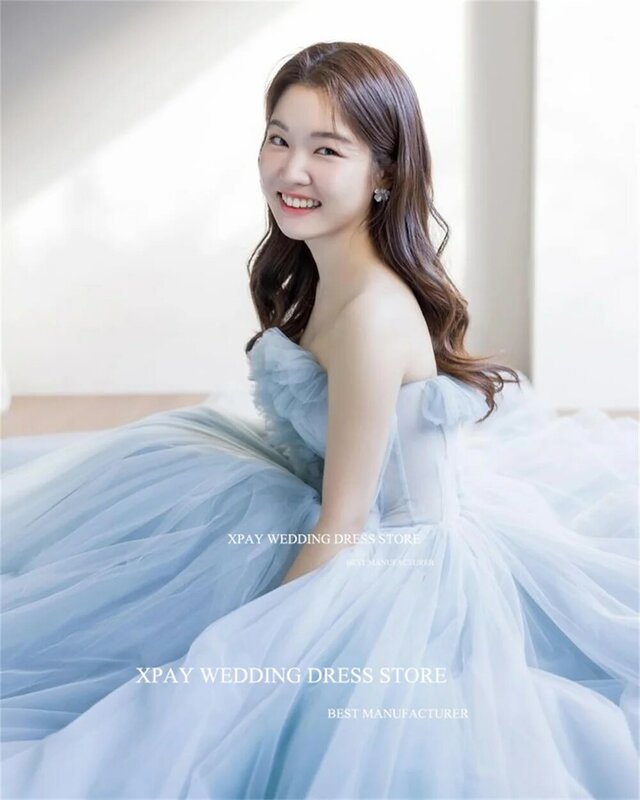 XPAY-Vestidos coreanos sem alças, Wedding Party, Photo Shoot, Vestido de baile, Até o chão, Aniversário, Ocasiões especiais, 3D Flores