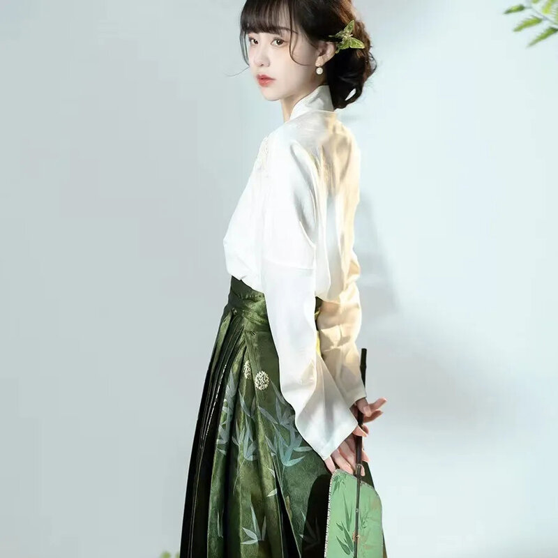 Original Hanfu Skirt Chinese Style Costume Mamianqun Ming Dynasty Weaving Gold Horse Face Skirt Chinese Dress Vest Skirt