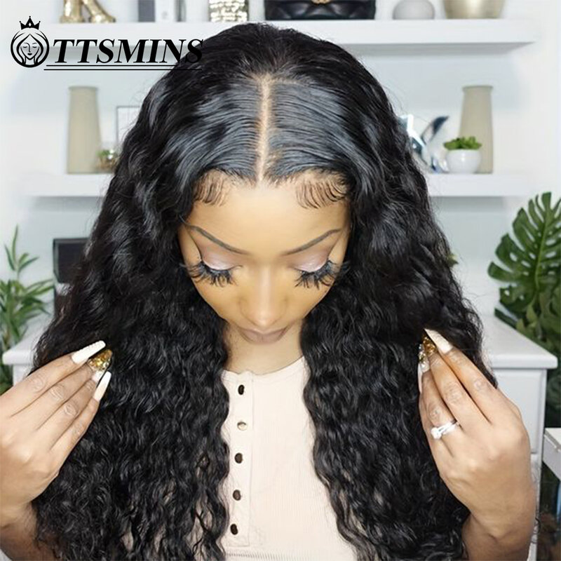 Glueless Pre Plucked Pre Cut Deep Wave Lace Front Wig 5x5 HD Lace Closure Wig Deep Curly Human Hair For Beginners Long 32 34Inch