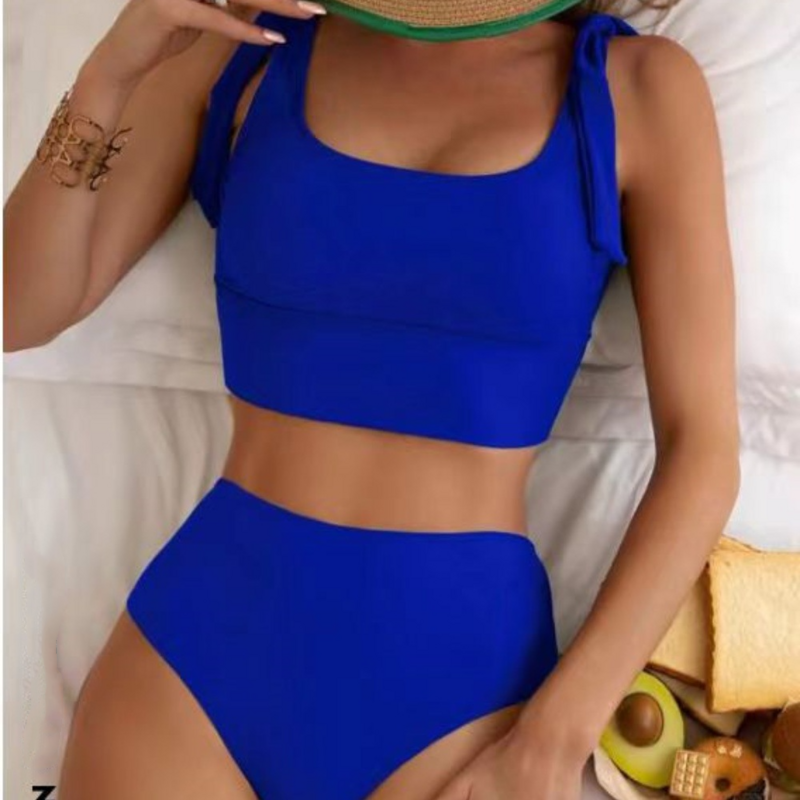 Bikinis de cintura alta para mujer, bañador Sexy rosa, ropa de baño para playa, trajes de baño, conjunto de Bikini brasileño para piscina 2024