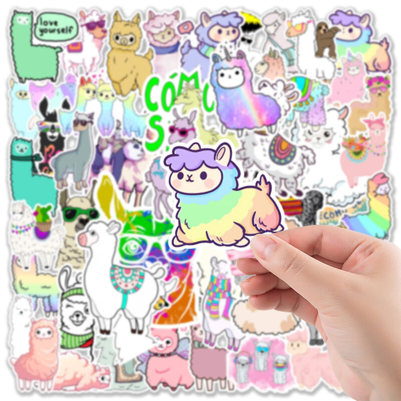 50Pcs Cartoon Alpaca Series Graffiti Stickers adatto per caschi per Laptop decorazione Desktop adesivi fai da te giocattoli all'ingrosso