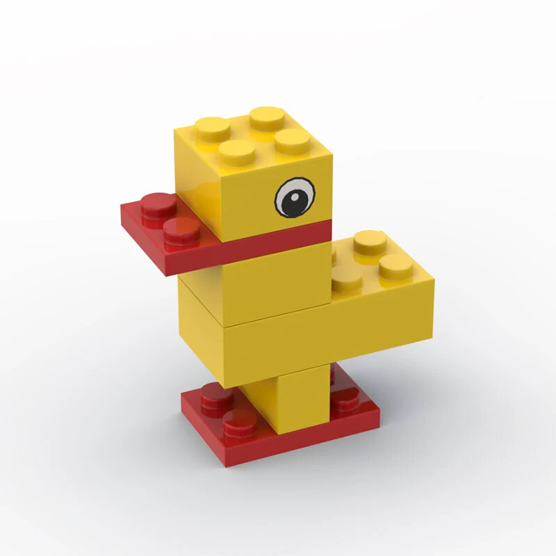 MOC 빌딩 블록 오리 MOC 작은 노란색 오리 동물 조기 교육, 가금류 퍼즐 조립 장난감, 어린이 장난감 선물