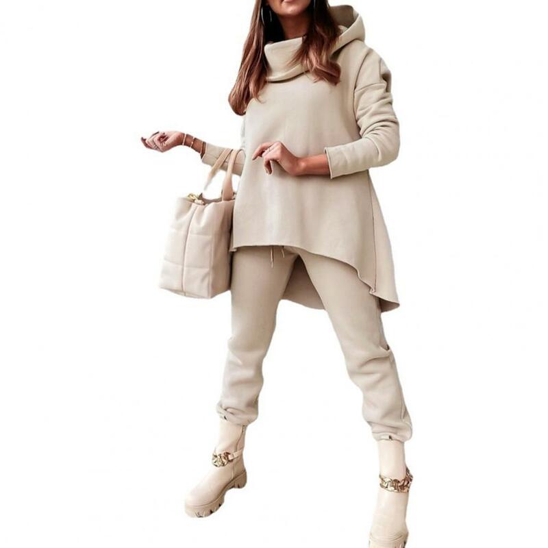 Conjunto de chándal con capucha para mujer, conjunto de Sudadera con capucha y pantalones de cintura elástica, 2 unidades