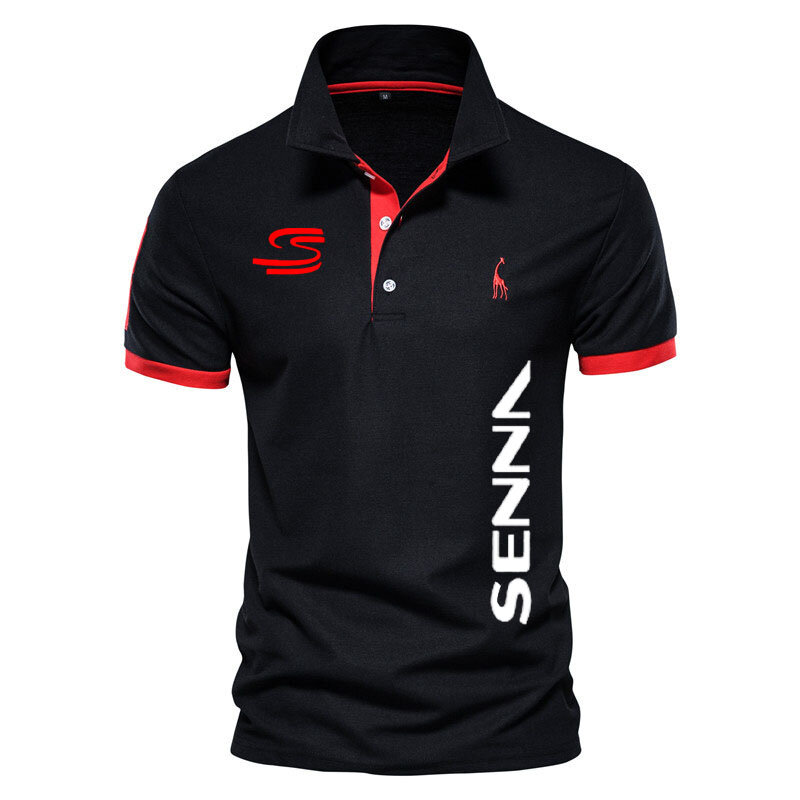 Polo de Ayrton Senna para hombre, camiseta informal de algodón de manga corta de lujo para gente gorda, camiseta de gran tamaño con solapa de gama alta de verano