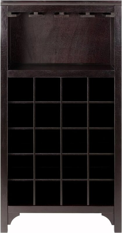 Armario Modular para vino con estante de vidrio, Espresso oscuro, 37,52 pulgadas x 19,09 pulgadas x 12,6 pulgadas, 20 botellas, 92729