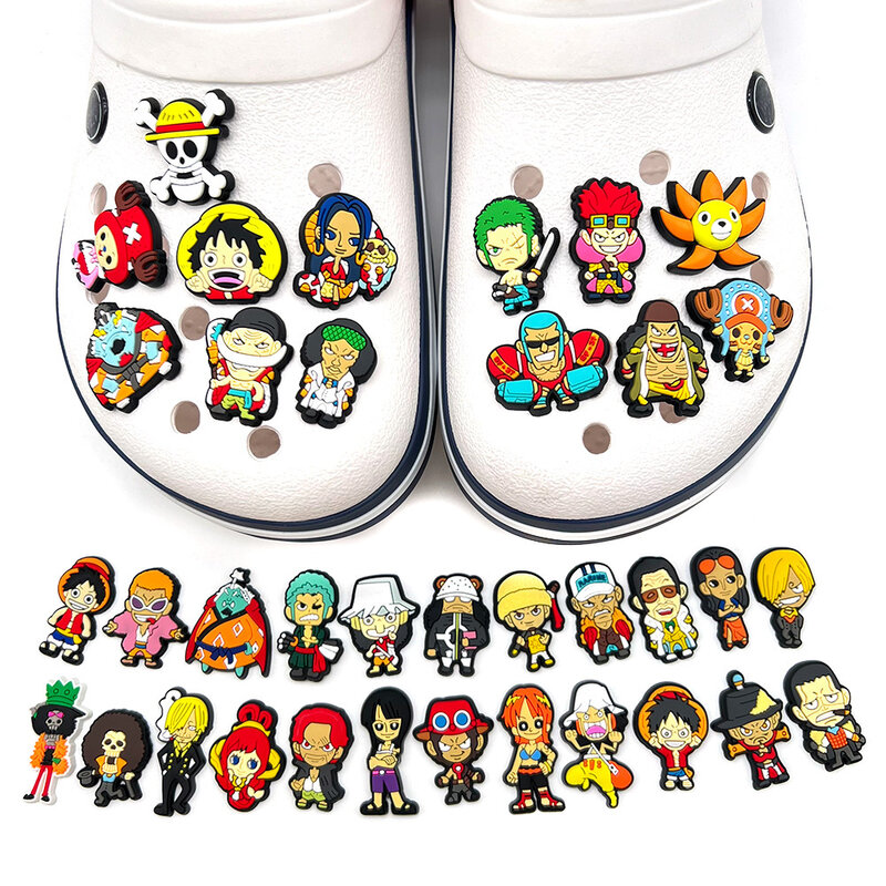 Dijes para zapatos de una pieza de Anime japonés, accesorios de PVC de dibujos animados, decoración, hebilla, bandas, pulseras, zueco, sandalia, jardín, 1 piezas