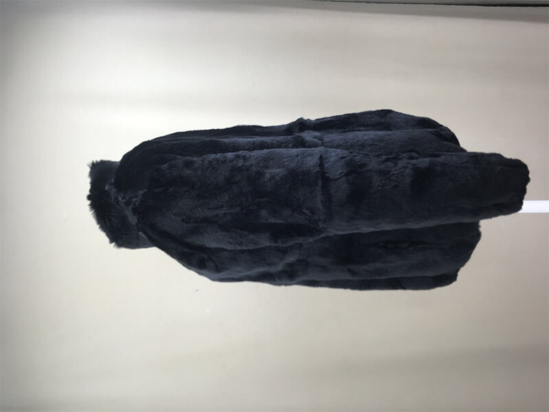 2023 여성용 천연 렉스 래빗 코트, 풀 펠트 재킷, 모피 코트, 따뜻한 모피, 푹신한 블랙 컬러, 클래식 재킷, B230618