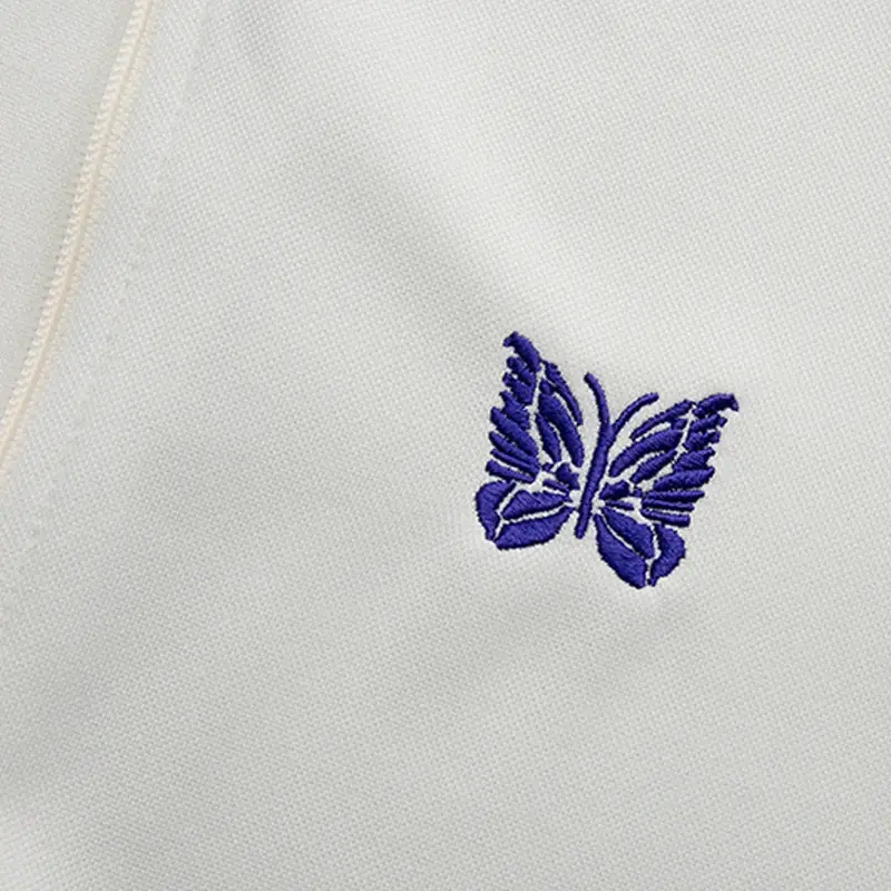 Aghi fettuccia Track Stripe Jacket farfalla ricamo cotone cappotto bianco colletto con risvolto cerniera Oversize uomo donna manica lunga