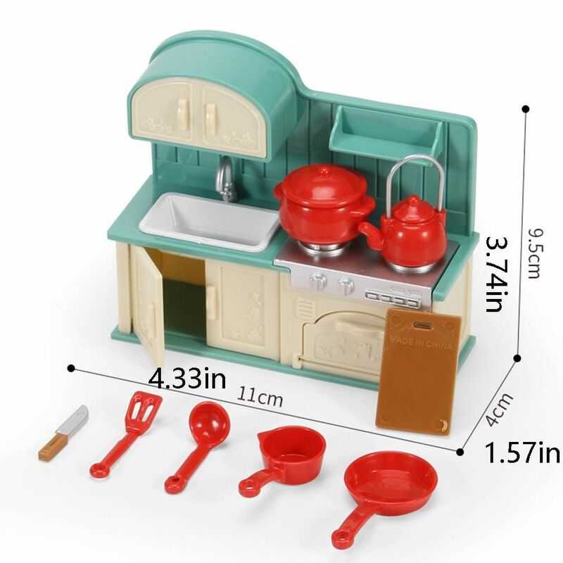 Entwicklung praktischer Fähigkeiten Tisch Puppenhaus Zubehör Miniatur Spielhaus Spielzeug kleines Modell Möbel Wald Familie Küche Spielzeug