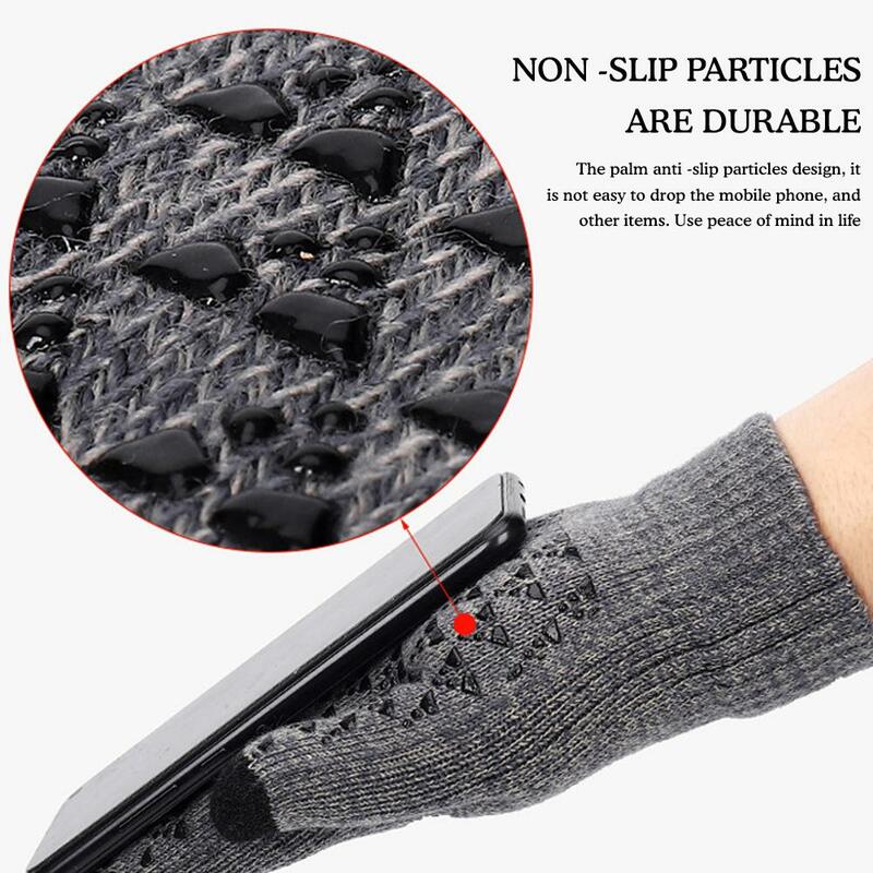 Wholesale Fashion Warm Black Cable Knitted Winter Touch Screen Gloves Elastic Cuff Winter Texting Gloves 1Pairs