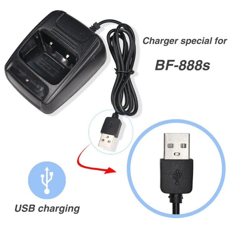 Baofeng BF-888S Walkie Talkie USB Charger Portable Li-ion Battery USB Cable Input 5V 1A For 666S 777s 888s Charging Accessories