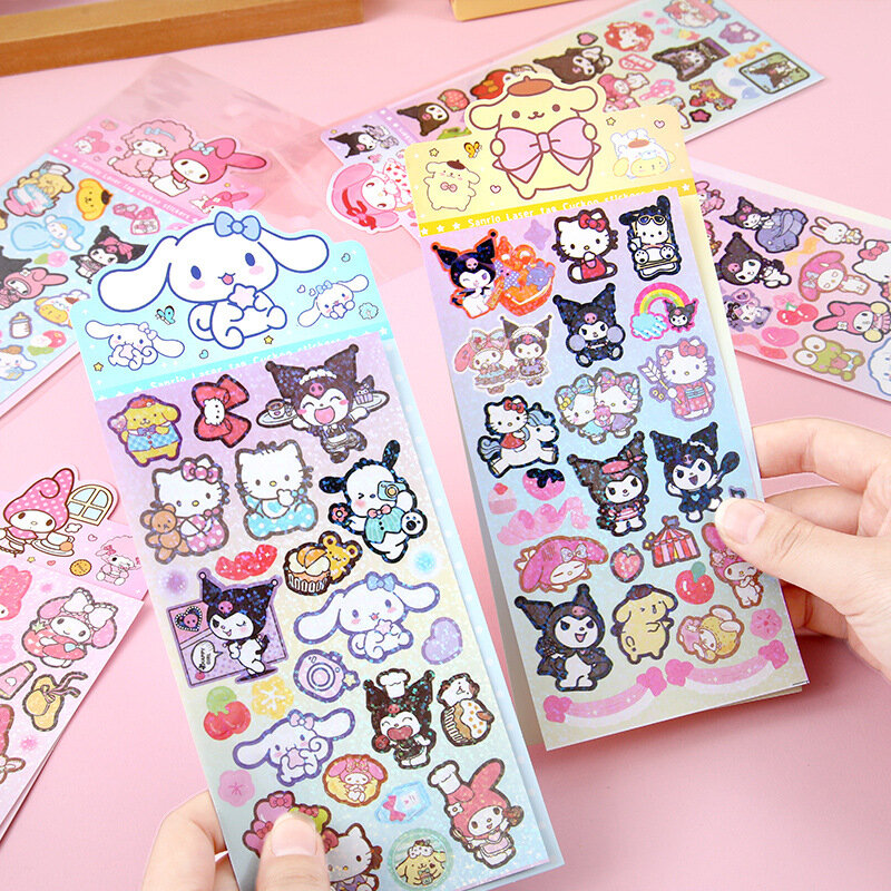 Sanrio Laser Goo Card Stickers Pacha Dog Kulomi ragazze cancelleria manuale decorazione Mobile Sticker Toy
