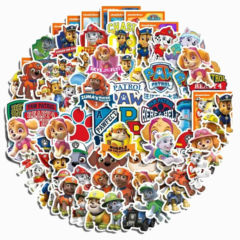 Cute Paw Patrol Decalques impermeáveis, Cool Anime Adesivos, Laptop Notebook Skateboard Graffiti Adesivo, Presente de brinquedo para criança, 20 pcs, 40 pcs, 80pcs