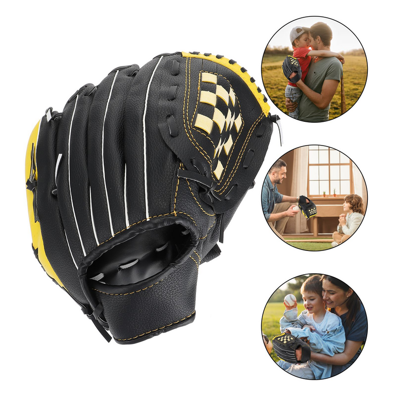 1Pc Baseball Glove Softball Sports Glove Protective Glove (Yellow Black)