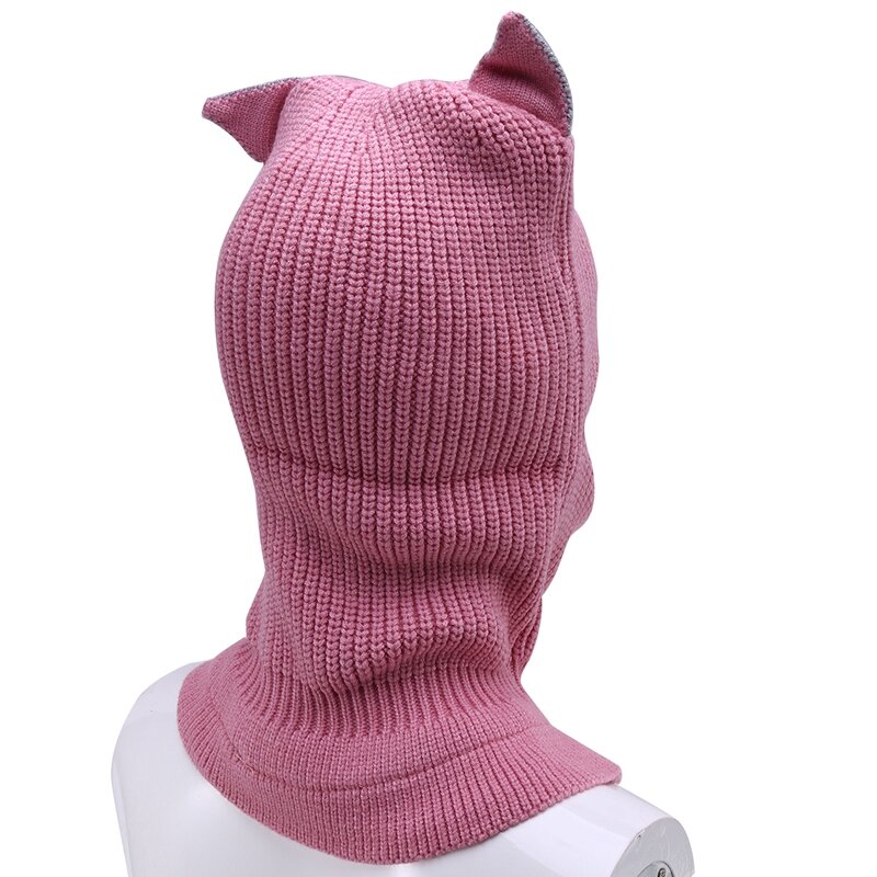 Chapéu protetor de pescoço tricotado infantil, chapéus quentes, espesso, à prova de vento e veludo, protetor de rosto, infantil, 1 pc