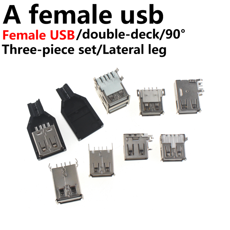 50 قطعة USB 2.0 واجهة موصل المقبس نوع أنثى 180 درجة العقص DIP مستقيم عمودي بيند إبرة لحام سلك ثنائي الفينيل متعدد الكلور