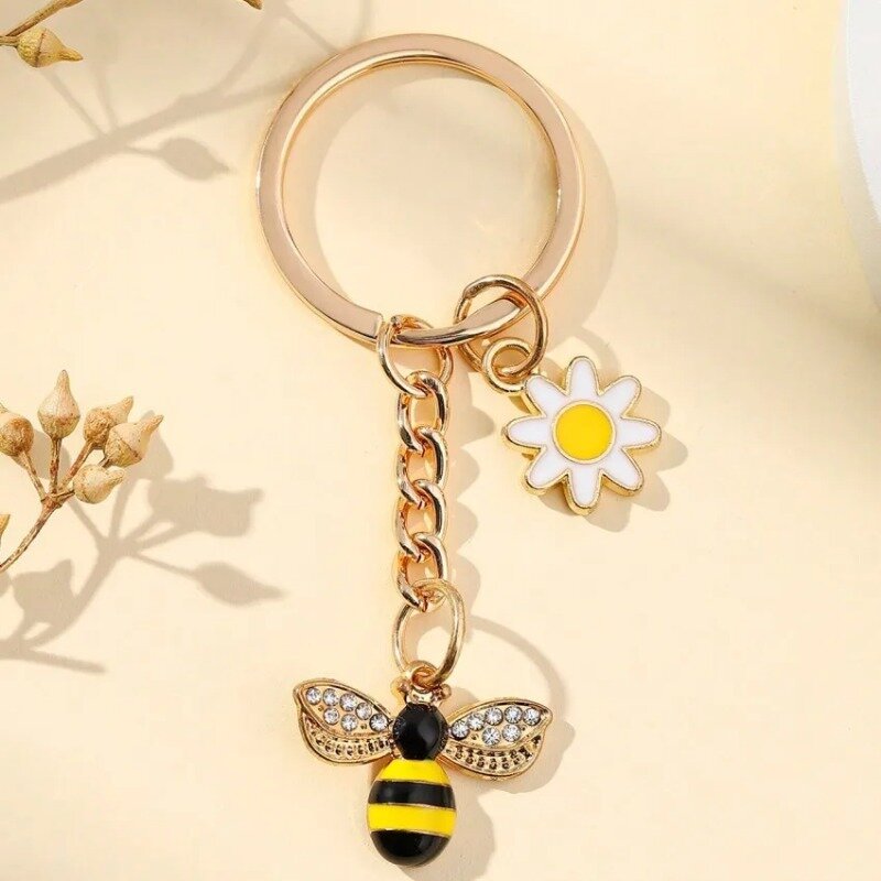 Gänseblümchen Diamant Biene Schlüssel bund Anhänger Set