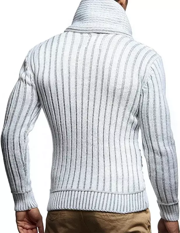 Jersey de punto con botones de cuero para hombre, Jersey ajustado de cuello alto, moda de otoño e invierno, novedad de 2023