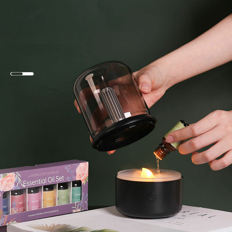 2023 New Essential Oil Diffuser 120ML Candlelight Ultrasonic Portable Air Humidifier Aroma Diffuser