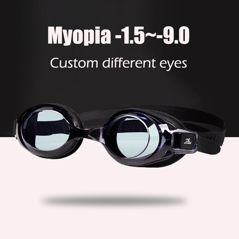0 To -9.0 Adult Myopia Swim Eyewear Silicone Waterproof Anti Fog Diopter Swimming Goggles Custom Different Left Right Eye Degree