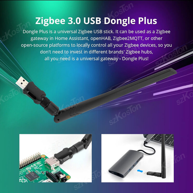 ZigBee 3.0 klucz USB Plus-E Open Source bezprzewodowy Hub współpracuje z asystentem domowym OpenHAB Zigbee2MQTT ZHA USB
