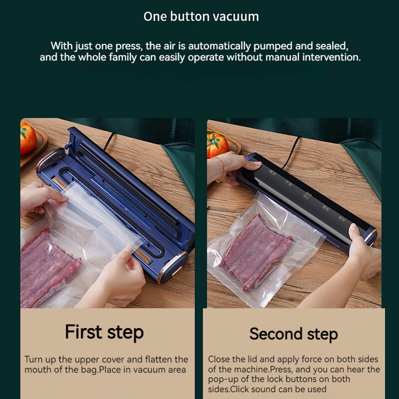 Máquina seladora a vácuo Xiaomi Mijia Ecrã LCD Máquina de embalagem com bomba de alimentos Snacks Fresco Seco Húmido Casa Selagem por compressão automática