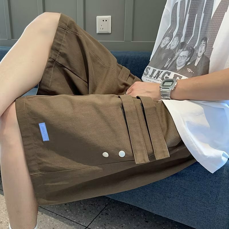  Solid Cotton Cargo Pants for Men Shorts Summer Men's Short Trousers Man Military Clothing New Drawstring Male 4XL 2023