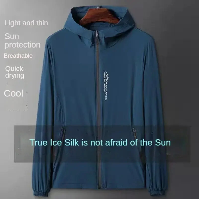 Jaket pelindung matahari pria, jaket mendaki kulit cepat kering, mantel perlindungan UV matahari, olahraga luar ruangan, memancing, berkemah, 2024