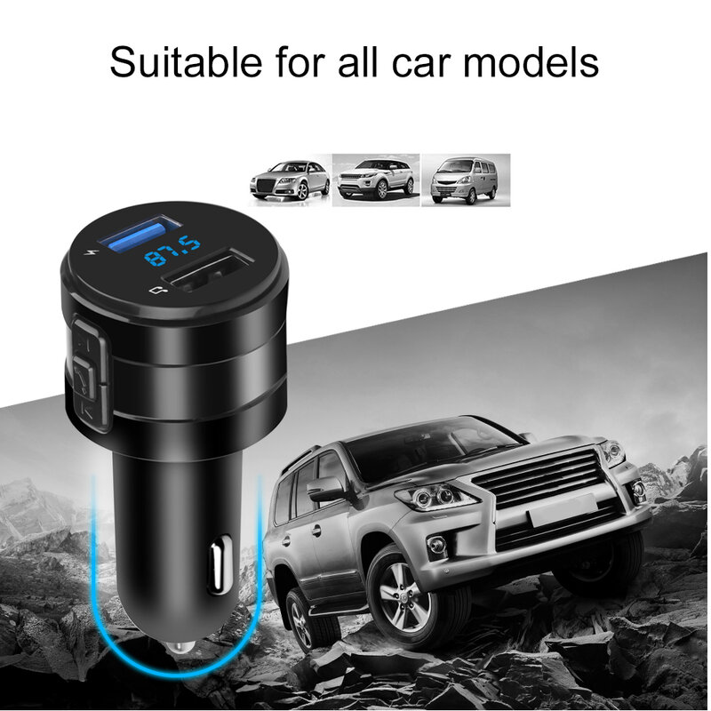 Chargeur de voiture transmetteur FM, Bluetooth 4.2, lecteur MP3, 3,1a, deux Ports USB, modulateur, Kit mains libres, adaptateur allume-cigare