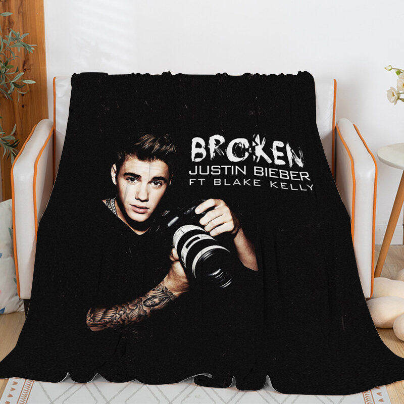 Niestandardowy koc Sofa J-Justin Bieber Ciepłe łóżko do kolan Polar Camping Nap Puszysty miękki koc na zimę Pościel z mikrofibry King Size
