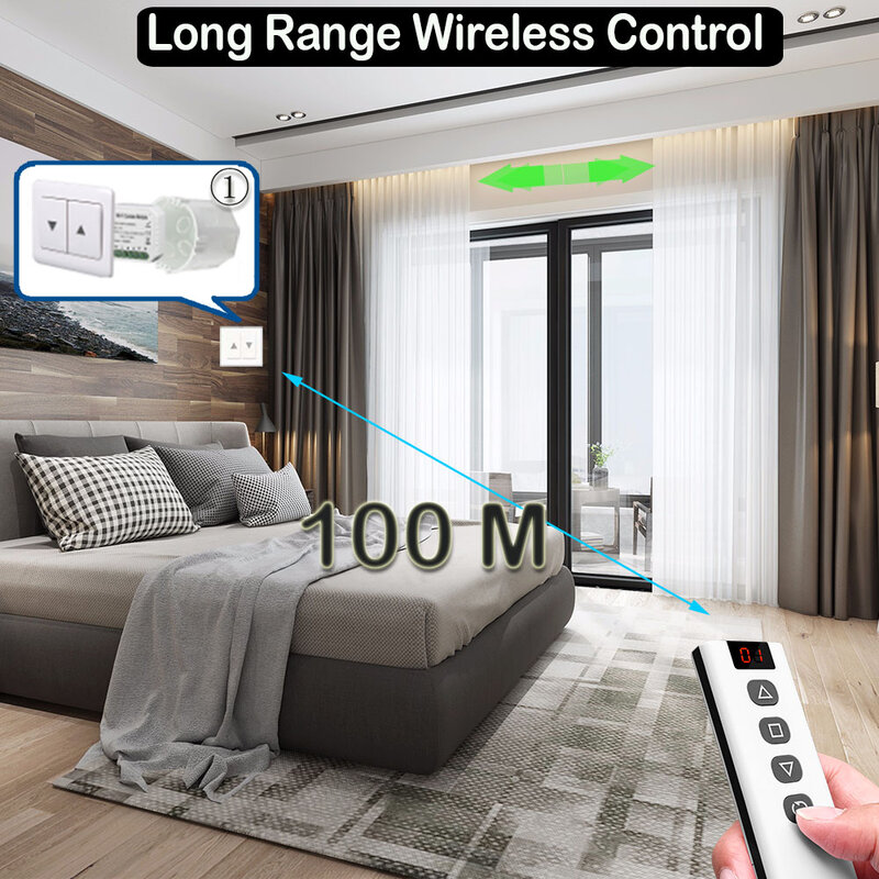 WiFi Tuya Smart Life 433Mhz Blind Curtain Switch with RF 5 Channels Remote for Electric Roller Shutter Google Home Alexa