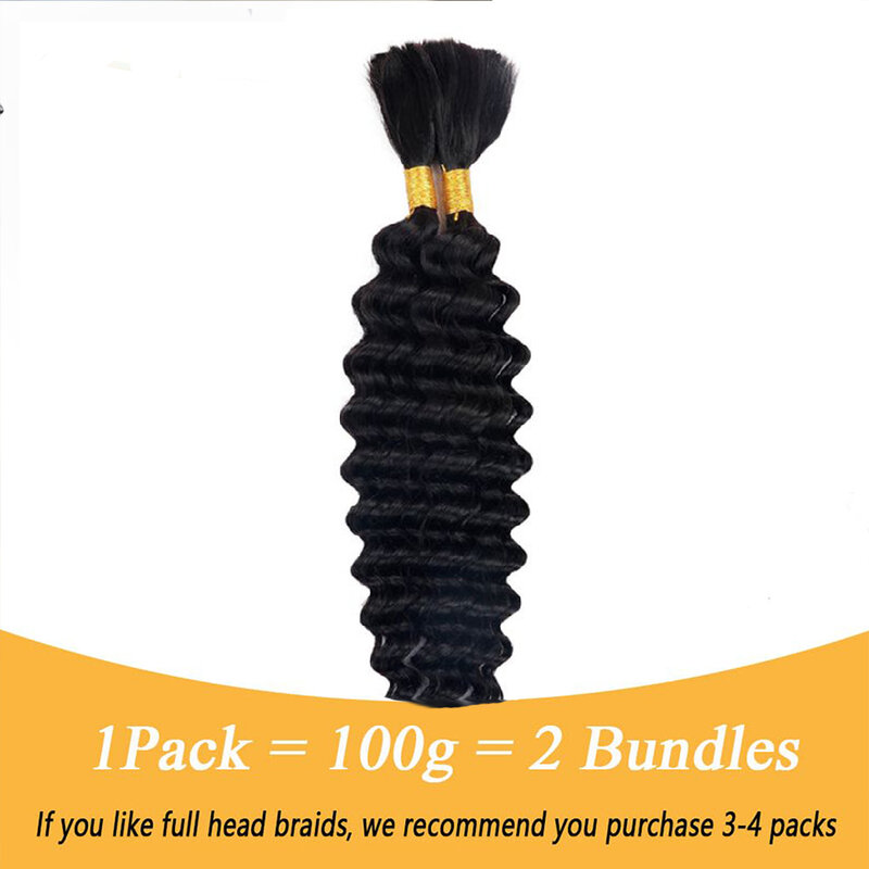 NABI Deep Wave Hair Braiding Bundles Curly Hair Extension Bundles with No weft  Natural Black Hair Bulk for Women Weaving