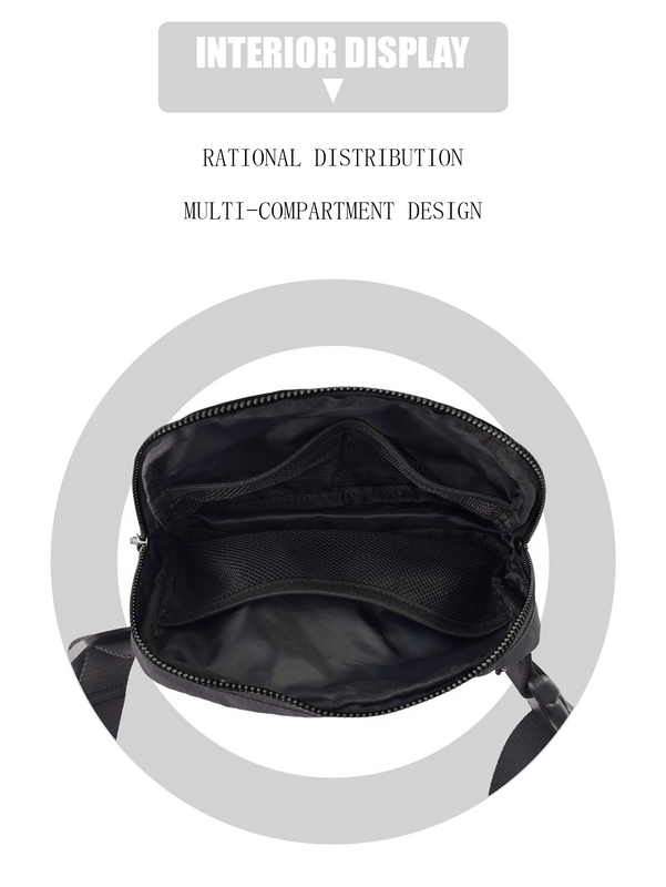 Bolso de cintura con diseño de joyly C, bolsa de hombro con bolsillos interiores de malla, tela con purpurina, gran capacidad, oculta en la espalda con cierre de cremallera