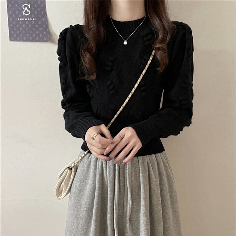 Herbst Winter Kleidung Frauen Pullover solide koreanische Mode Vintage Short Pull Femme Slim Basics süße Pullover