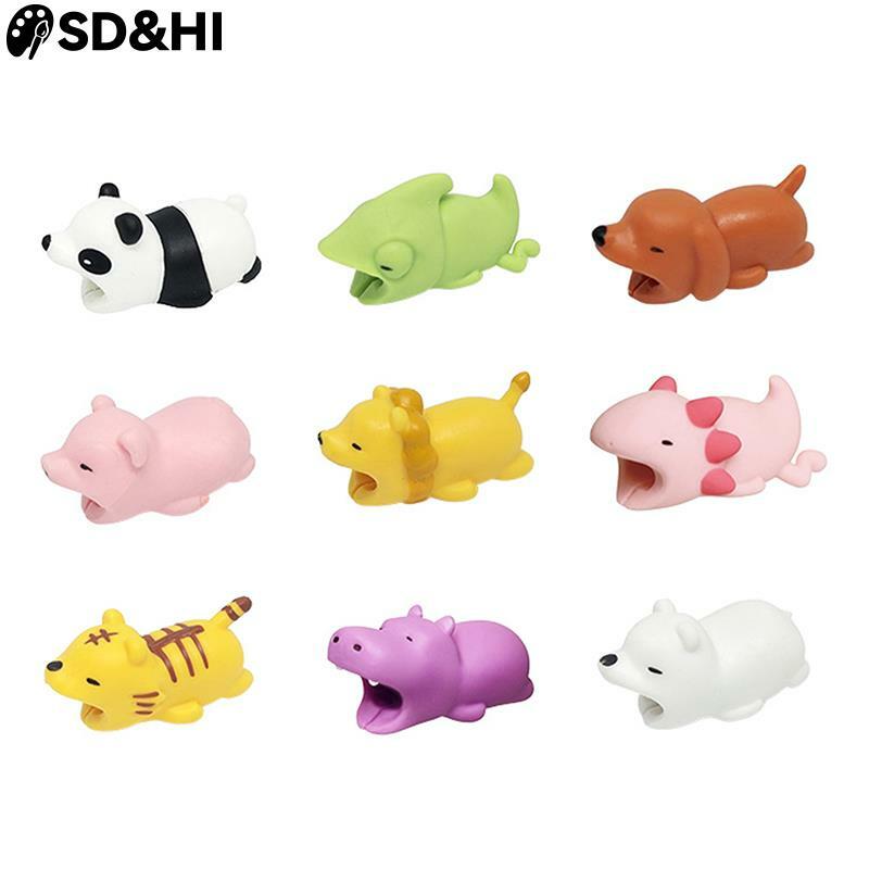 Cute Cartoon Animal Cable Organizers Cable Saver Cover Phone USB Line Charger Data Bite Cord Protector Phone Holder Accessories