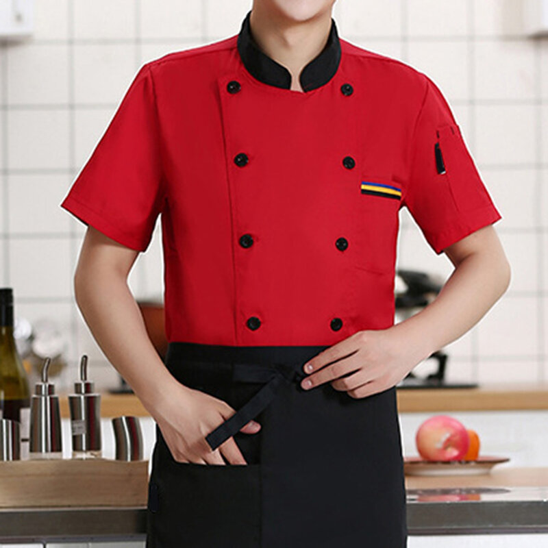 Stilvolles kurzes langes Hemd für Koch arbeit Unisex-Design hygienischer feuchtigkeit absorbieren der atmungsaktiver Stoff m 3xl Größen erhältlich