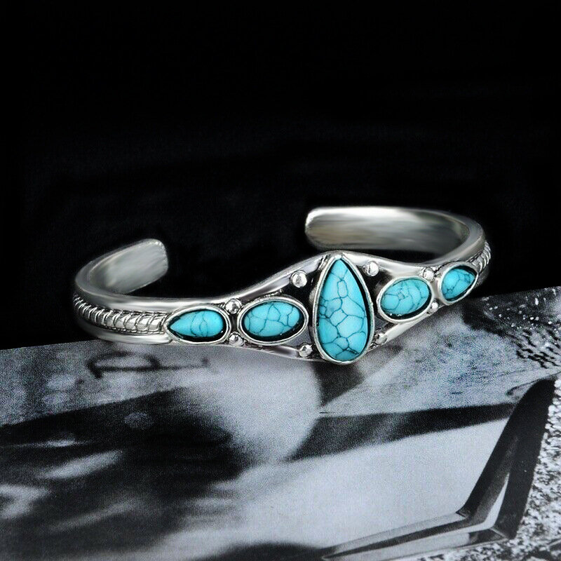 Prata-cor pulseira para mulher bohemia oco metal resina cristal gota de água pulseiras & pulseiras vintage jóias pulsera