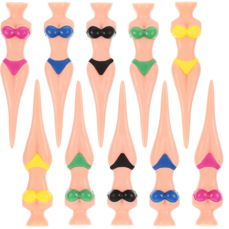 Pelotas de Golf con forma de Bikini para mujer, 10 piezas, Pin de plástico, accesorios de Golf