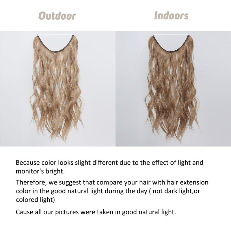 Extensões invisíveis sintéticas do cabelo para mulheres, peruca falsa, nenhuns grampos, ondulado natural, linha de peixe, louro, marrom, 1 pc