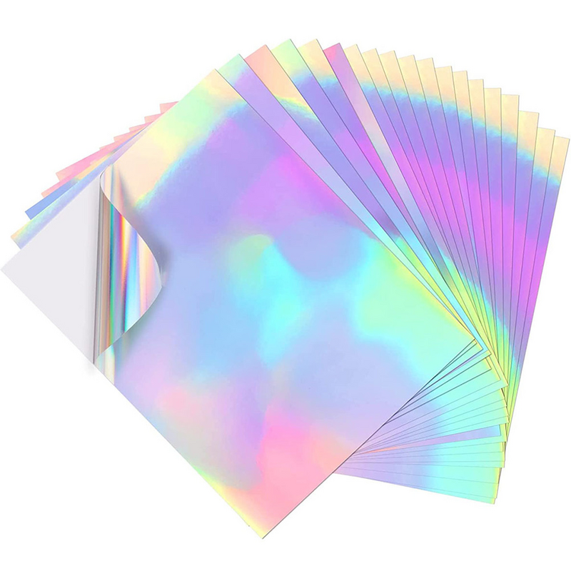 20 Sheets Aluminum Foil Holographic Self-adhesive Paper A4 Printing Stickers Colorful Fantasy Laser Full-color Cardboard Jam