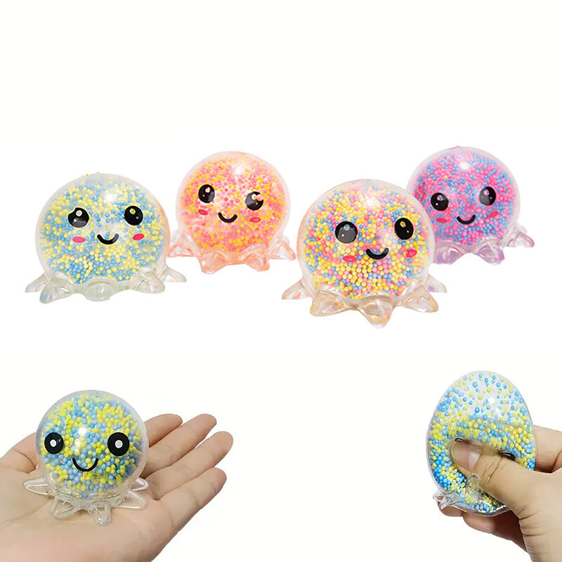 1PC Squeeze Stress Ball, Funny Octopus Sensory Squeeze Ball with LED Light, Foam Stress Relief Balls (Color Random)