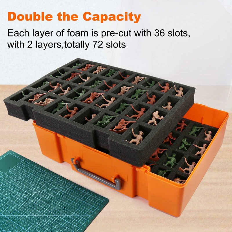 Evemodel Dual-layer Miniature Figurine valigia Storage Organizer custodia per il trasporto SN03R