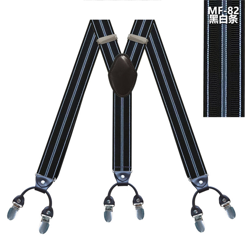 2016 New leather Men's braces 6 clips elastic suspenders adult straps Fashion bretels suspensorio tirantes hombre bretelles men hosenträger deguisement adultes homme strumpfbänder paare