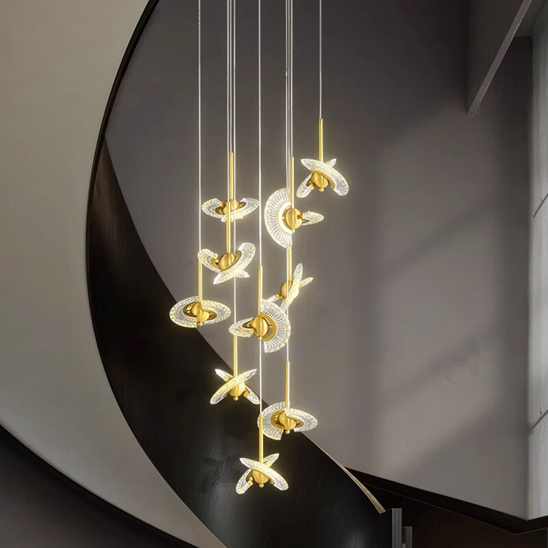 Скандинавский домашний декор, Люстра для лестницы, подвесные светильники для гостиной и столовой, потолочное освещение, внутреннее освещение
